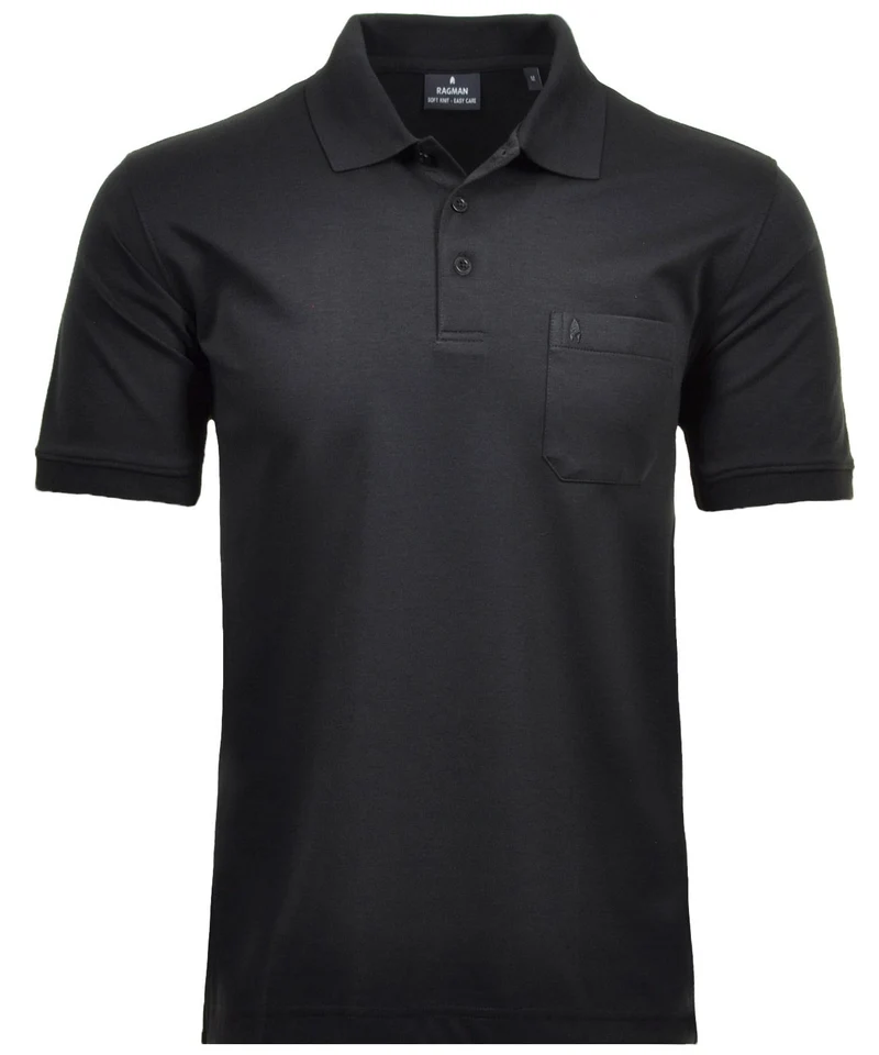 Softknit-Polo mit Brusttasche, kurzarm