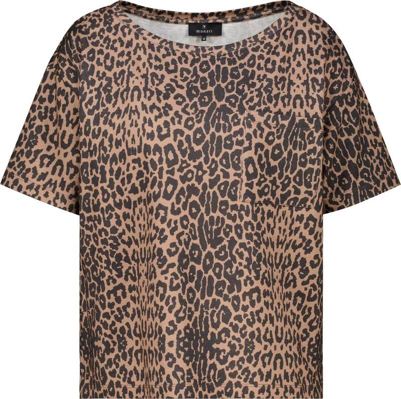 T-Shirt, brown sugar gemustert