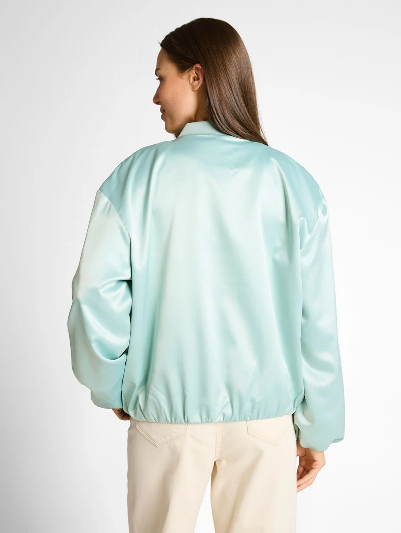 Satin Blouson Jacke mit Bomberkragen