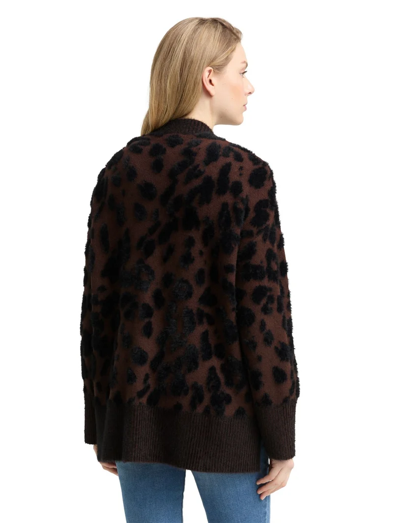 Oversize Cardigan mit Leo-Muster