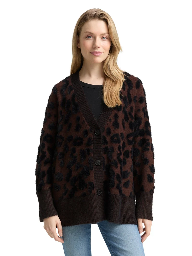Oversize Cardigan mit Leo-Muster