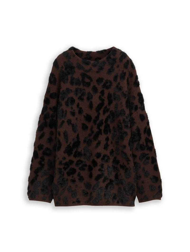 Oversize Strickpullover mit Leo-Muster