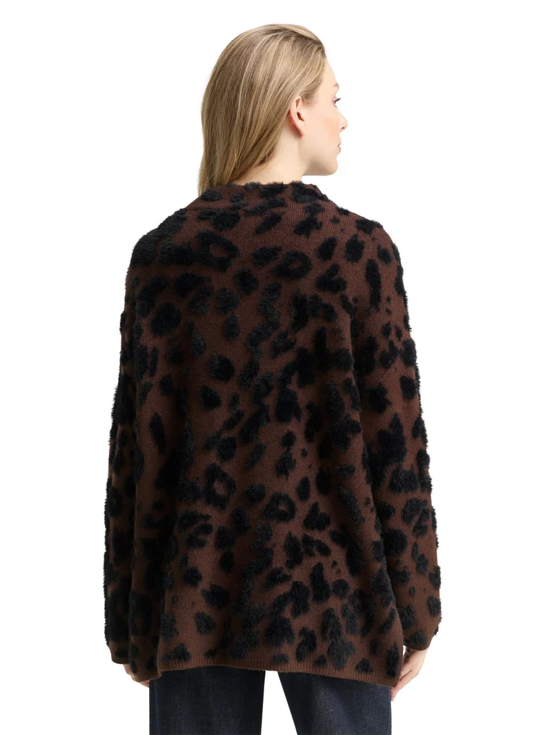 Oversize Strickpullover mit Leo-Muster
