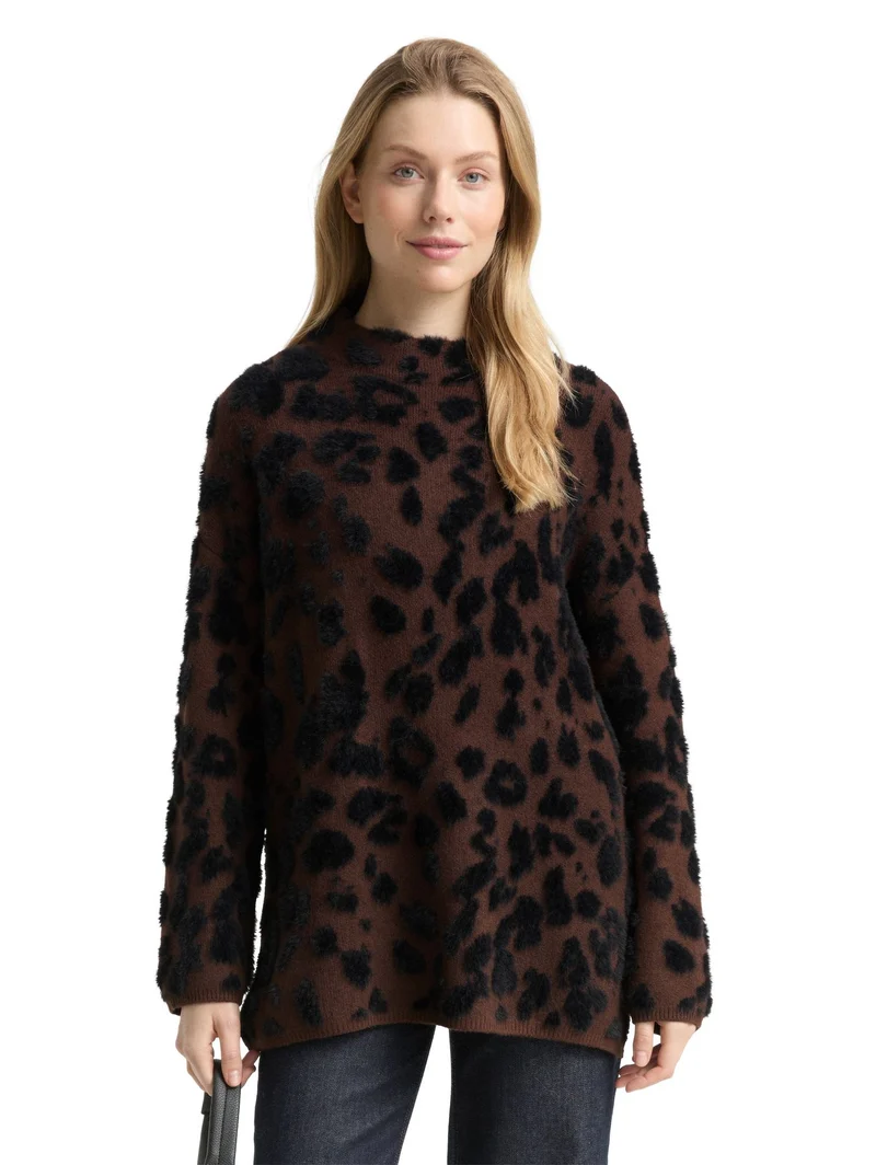 Oversize Strickpullover mit Leo-Muster