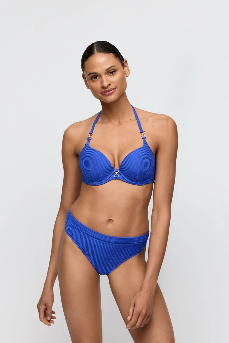 EMLY electric blue Bikinislip mit Umschlag