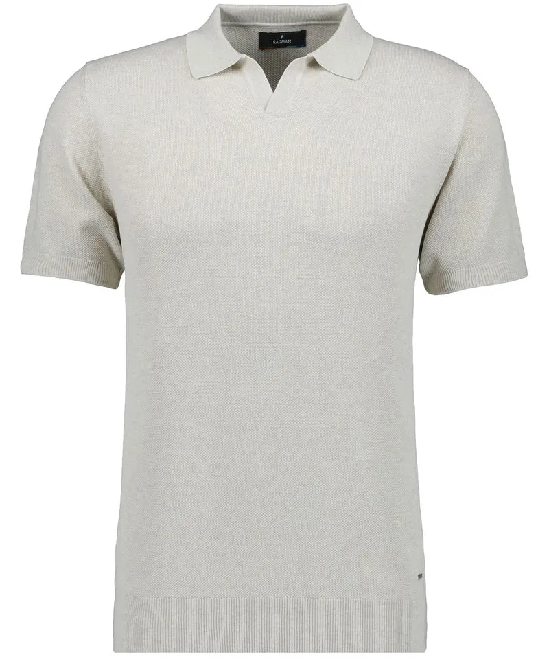 Strick-Pullover Kurzarm, Resortkragen
