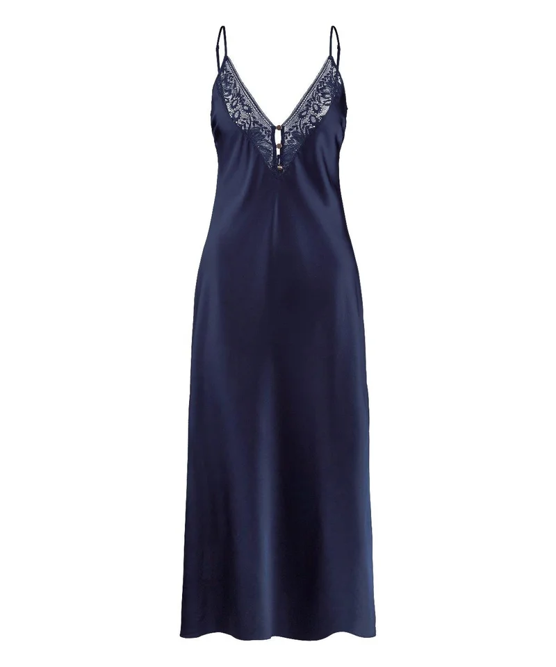 Aubade - Midnight Whisper Langes Nachthemd Abendblau