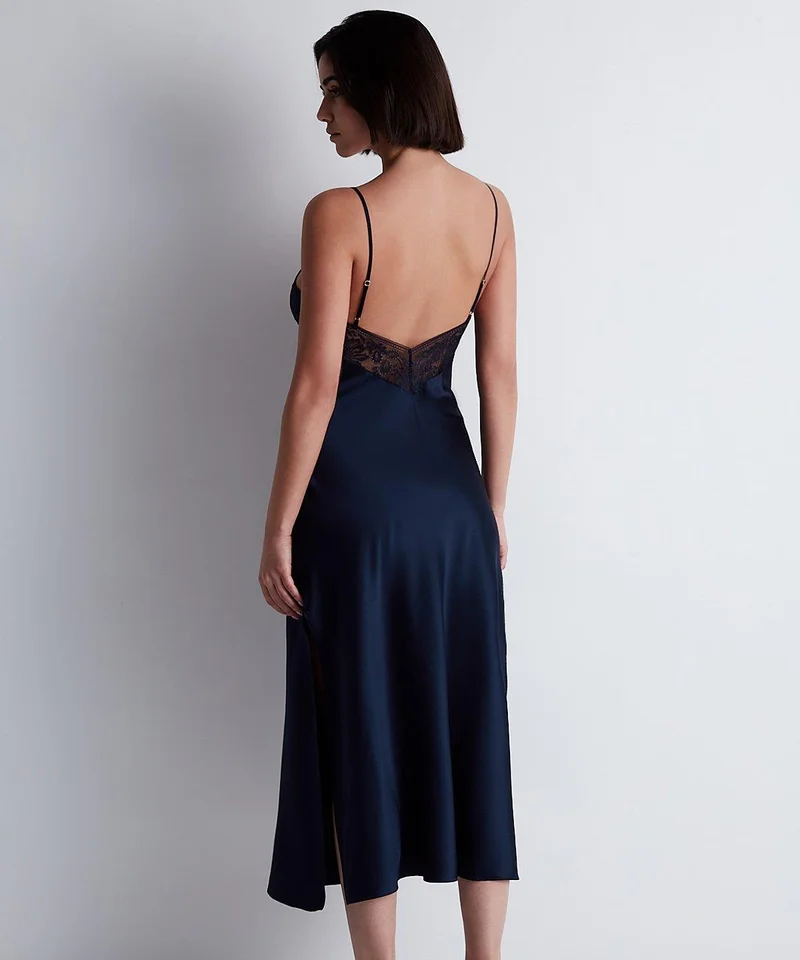 Aubade - Midnight Whisper Langes Nachthemd Abendblau