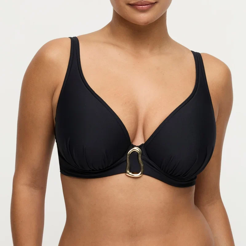PrimaDonna Swimwear - Uvita Gepolstertes Bikini-Oberteil mit tiefem Ausschnitt Schwarz