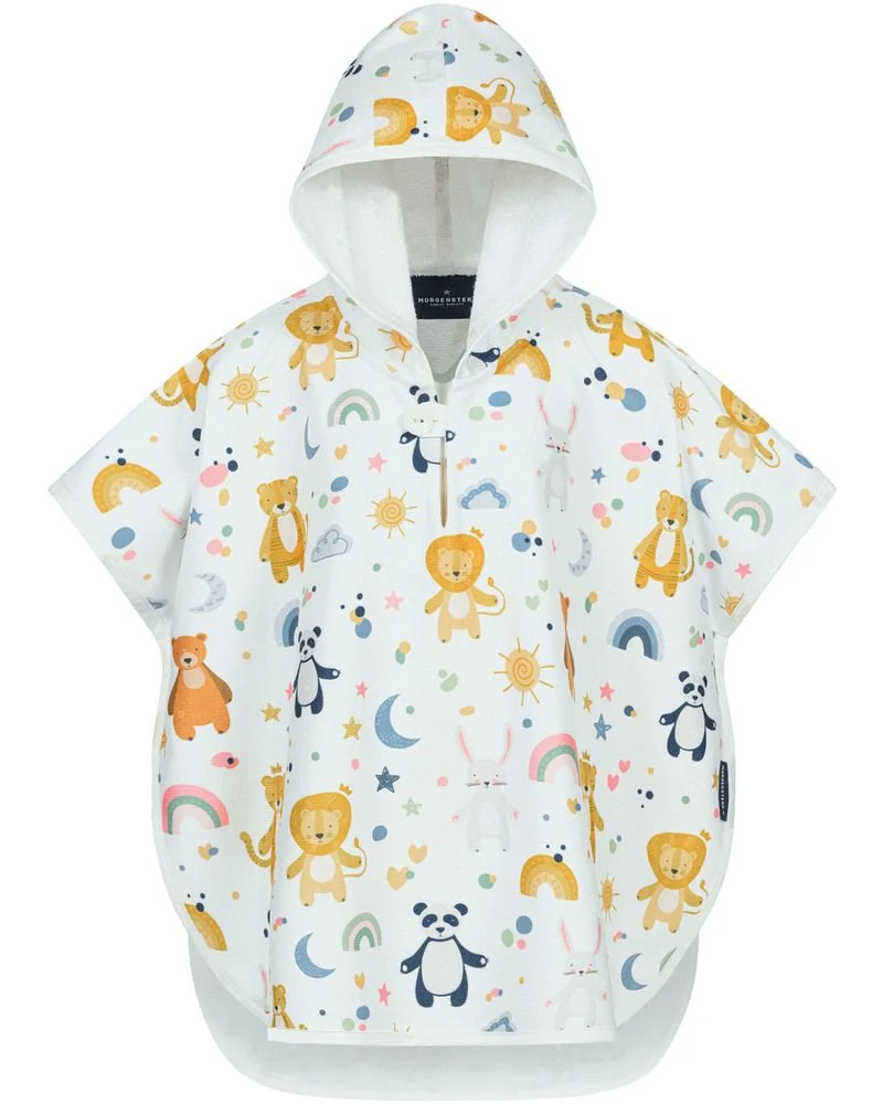 Morgenstern leicht Poncho Kinder, Skylight, REGENBOGEN, weiß