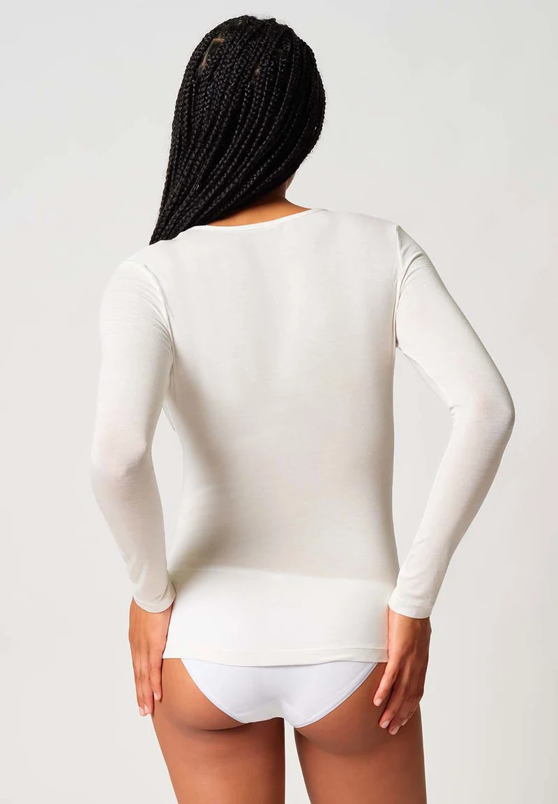 CashmereDeluxe Shirt long sleeve | ivory 087528-087608