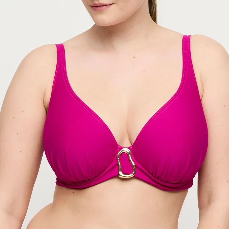 PrimaDonna Swimwear - Uvita Gepolstertes Bikini-Oberteil mit tiefem Ausschnitt, Dunkelmagenta