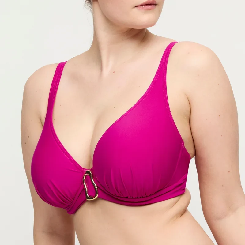 PrimaDonna Swimwear - Uvita Gepolstertes Bikini-Oberteil mit tiefem Ausschnitt, Dunkelmagenta