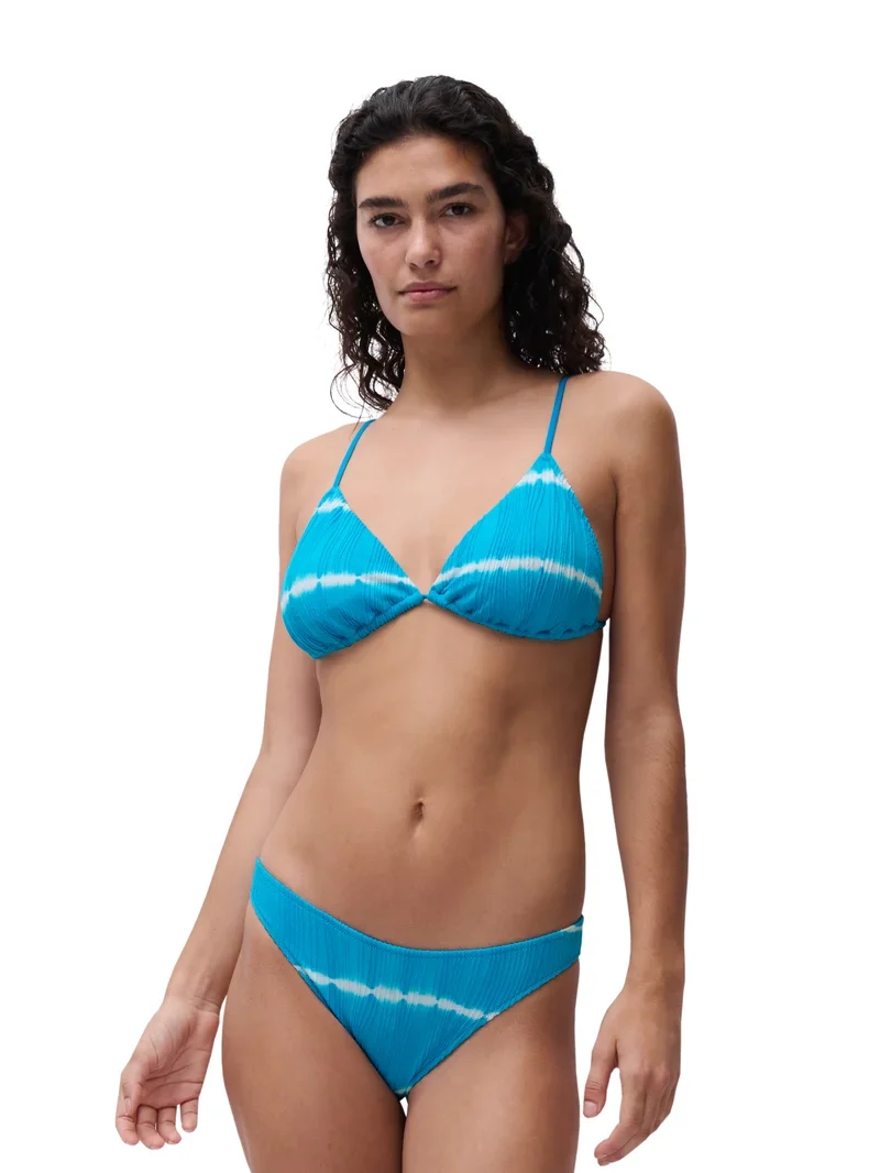 Chantelle Swimwear - Einheitsgröße, bügelloser Triangel-Bikini mit T-Shirt, blau, Shibori-Stil