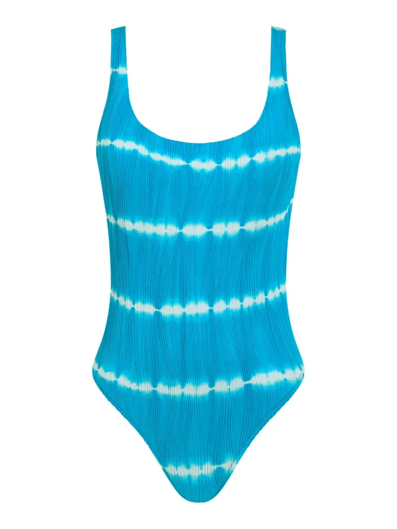 Chantelle Swimwear - Einheitsgröße, bügelloser Badeanzug mit T-Shirt, blau, Shibori