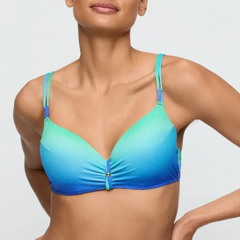Marie Jo Swimwear - Nusa Dua Gepolstertes Bikini-Oberteil mit tiefem Ausschnitt, Meereslandschaft