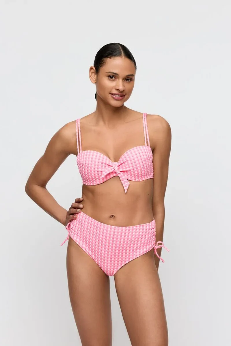 Marie Jo Swimwear - Mary Lynn Bikinihose, hochgeschnitten, mit Seilmuster, rosa Vichy-Karo