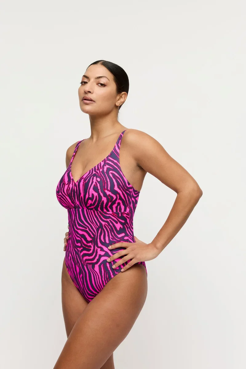 PrimaDonna Swimwear - Malabo Plunge Badeanzug kabellos Hot Pink Zebra