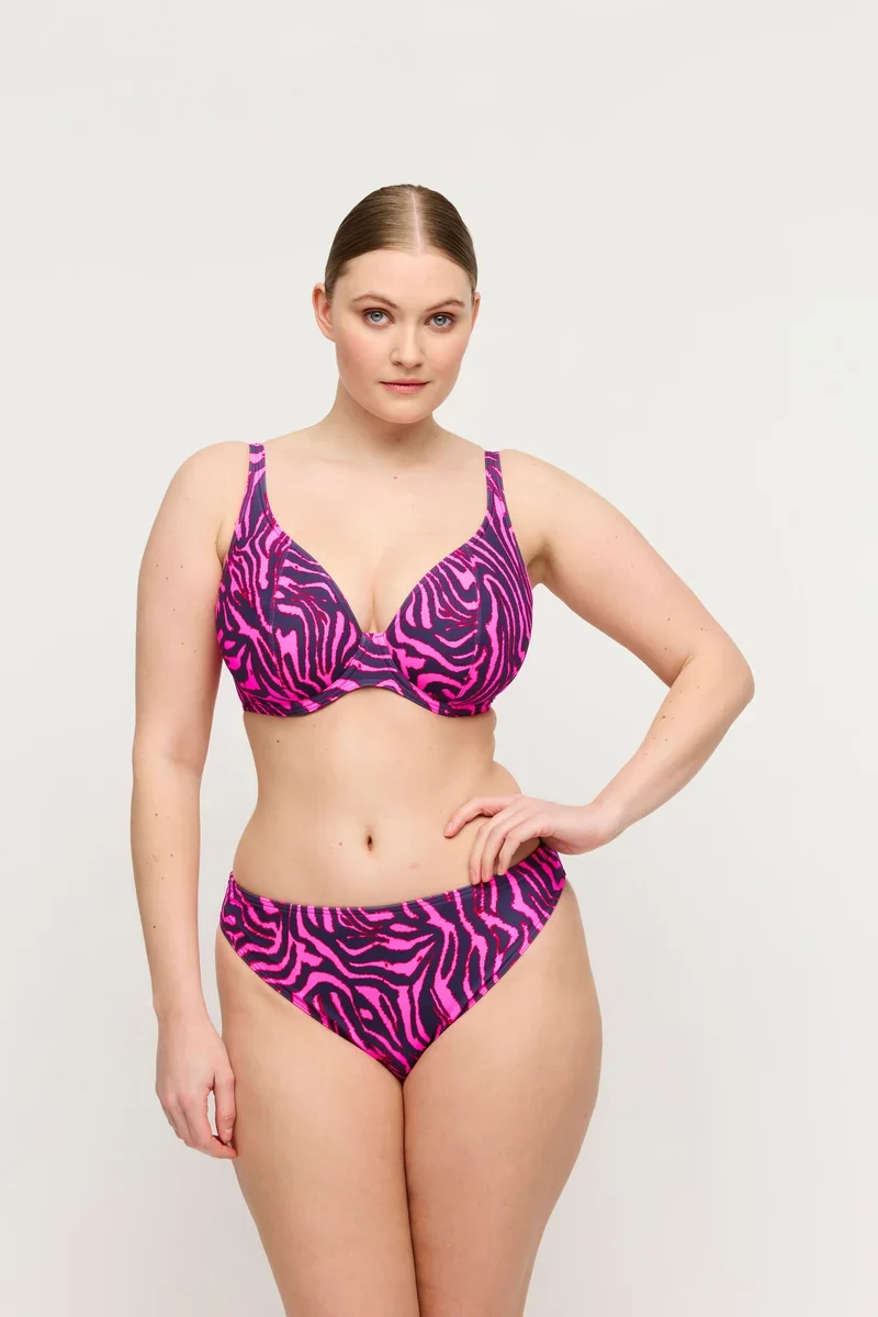 PrimaDonna Swimwear - Malabo Gepolstertes Bikini-Oberteil mit tiefem Ausschnitt, Pink Zebra