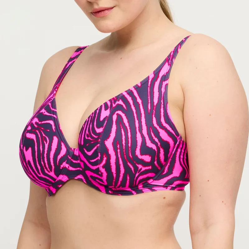 PrimaDonna Swimwear - Malabo Gepolstertes Bikini-Oberteil mit tiefem Ausschnitt, Pink Zebra