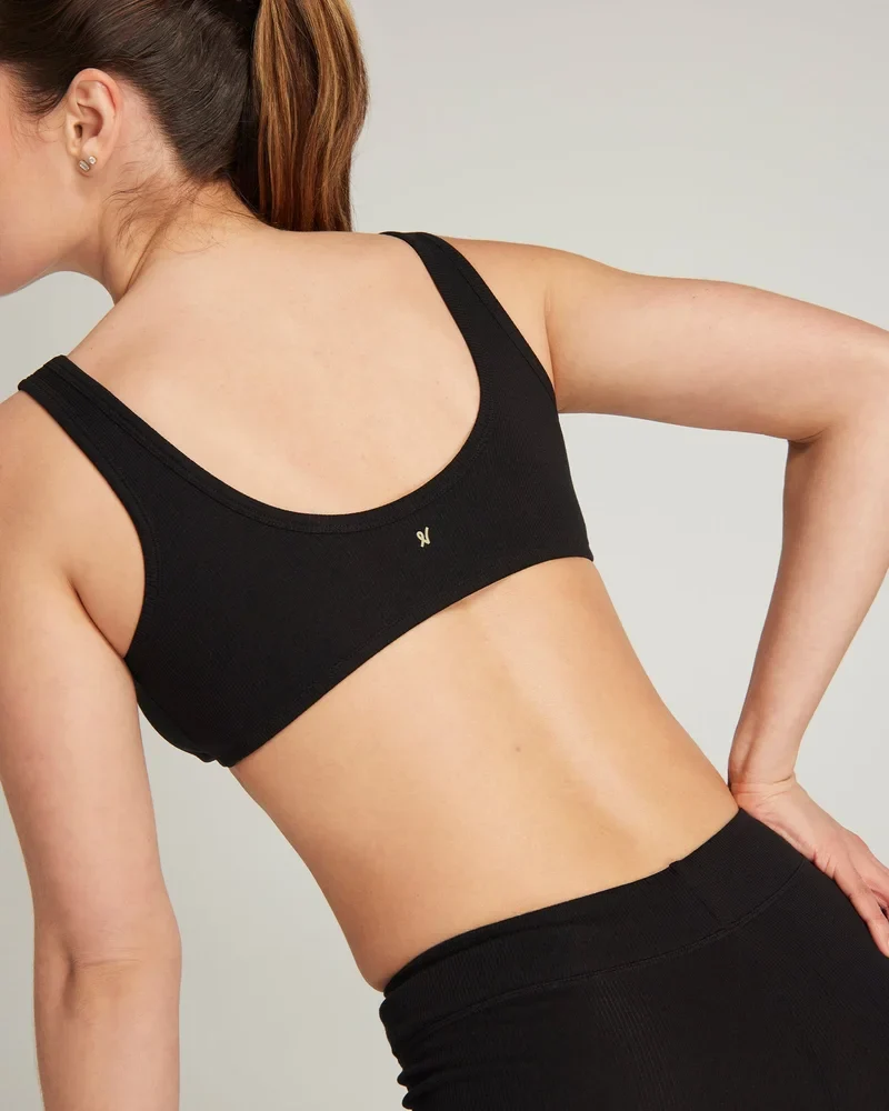Nudea - Bio-Baumwoll-Bralette mit Dip-Front, Schwarz