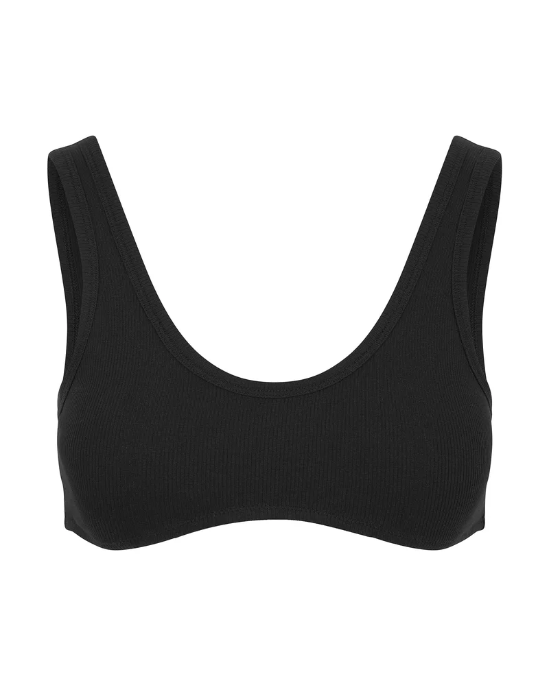 Nudea - Bio-Baumwoll-Bralette mit Dip-Front, Schwarz