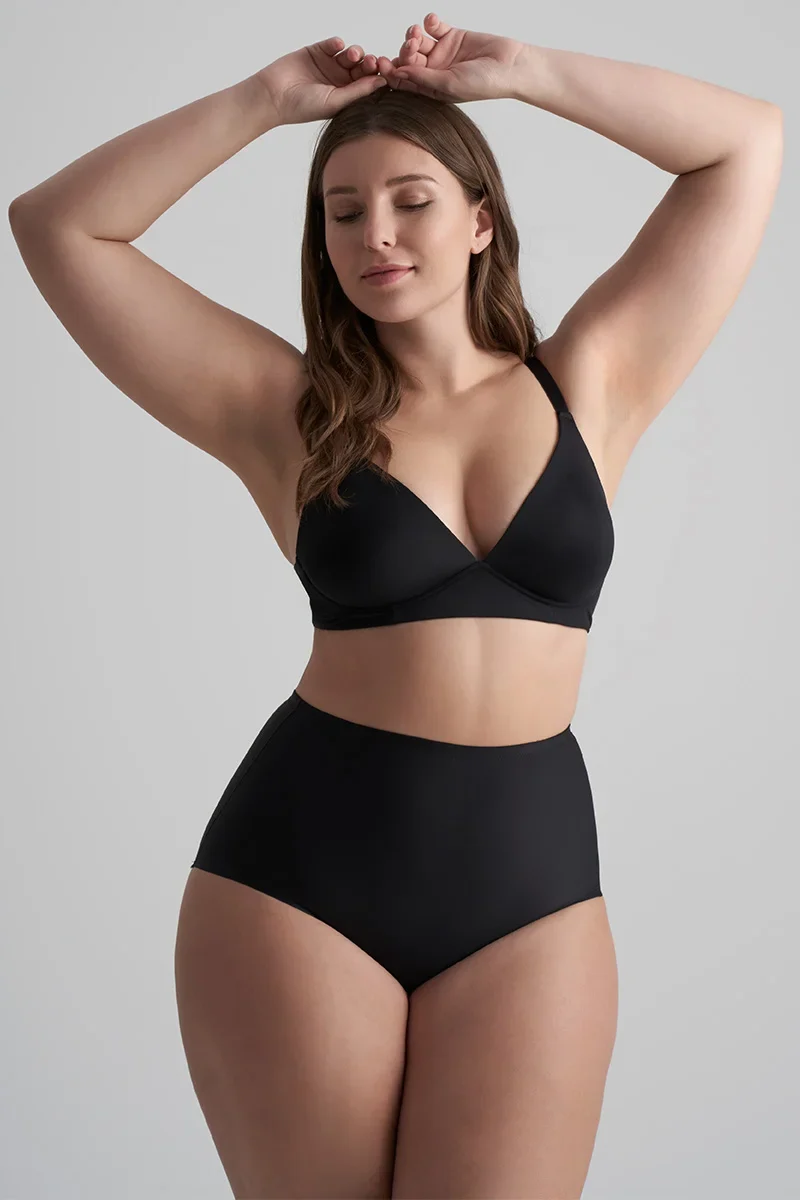 ByeBra – Unsichtbare Shapewear mit leichter Stützwirkung, unsichtbarer Slip mit mittelhohem Bund, Schwarz
