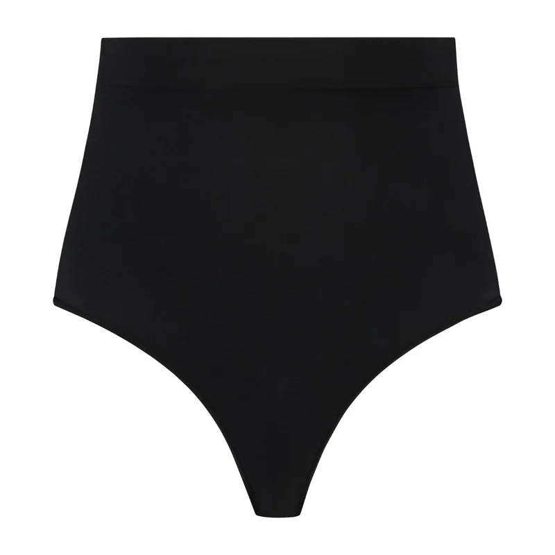 ByeBra – Nahtlose Shapewear (Starker Halt) Soft Touch String mit mittelhohem Bund, Schwarz