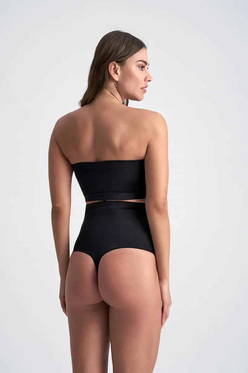ByeBra – Nahtlose Shapewear (Starker Halt) Weicher High-Waist-Tanga Schwarz