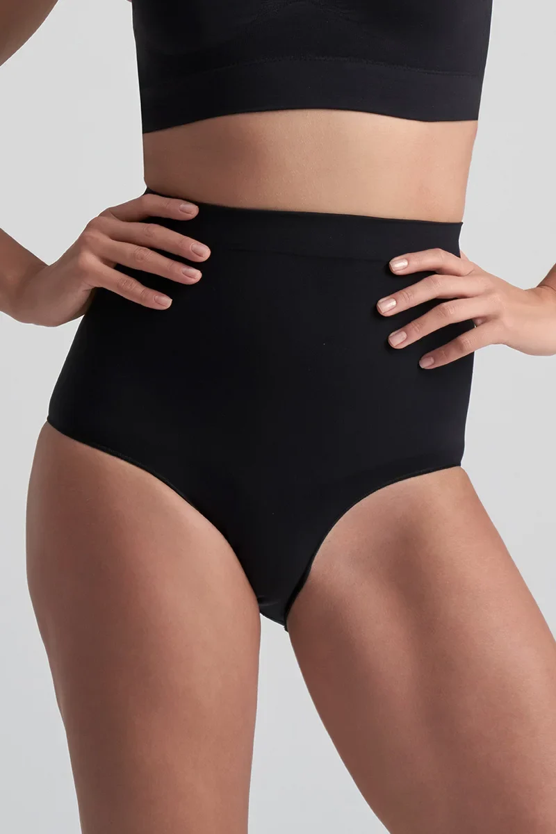 ByeBra – Nahtlose Shapewear (Starker Halt) Soft Touch Mid Waist Slip Schwarz