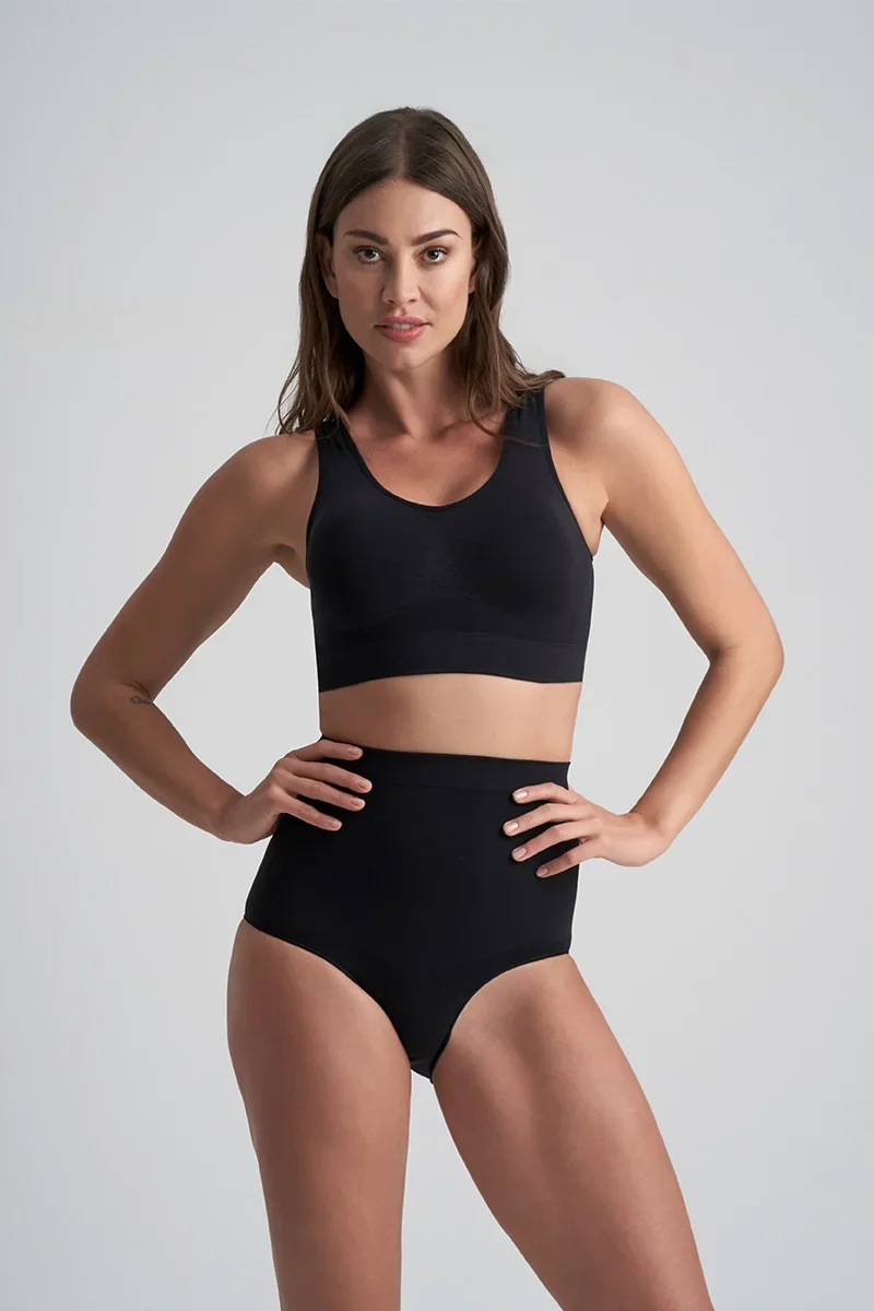 ByeBra – Nahtlose Shapewear (Starker Halt) Soft Touch Mid Waist Slip Schwarz