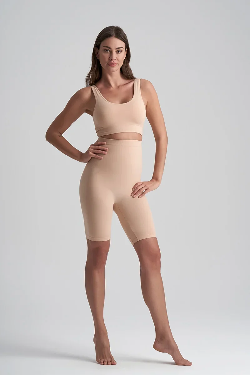 ByeBra – Nahtlose Shapewear (Starker Halt), weicher, hochtaillierter, kurzer Look, beige