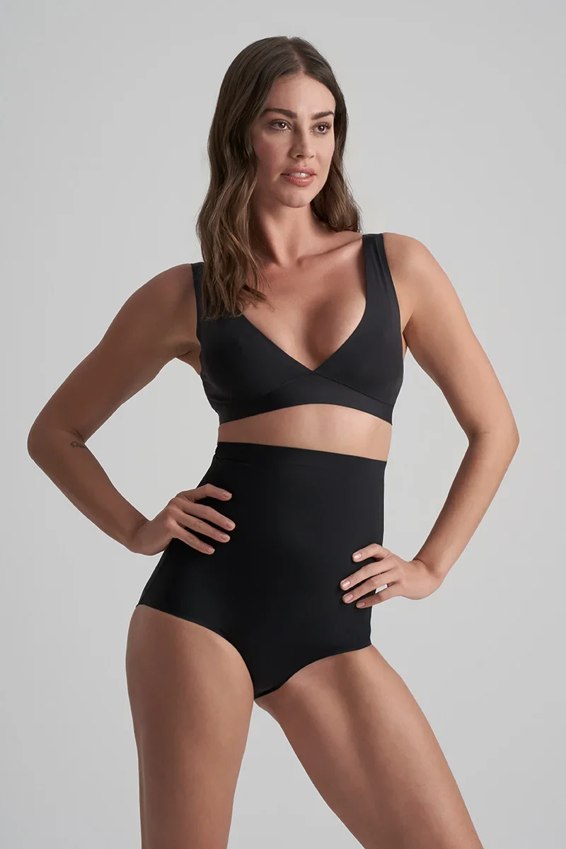 ByeBra – Unsichtbare Shapewear mit leichter Stützwirkung, unsichtbarer High-Waist-Slip, Schwarz