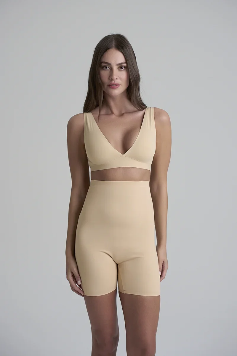 ByeBra – Unsichtbare Shapewear mit leichter Stützwirkung, unsichtbarer High-Waist-Shorts, Beige