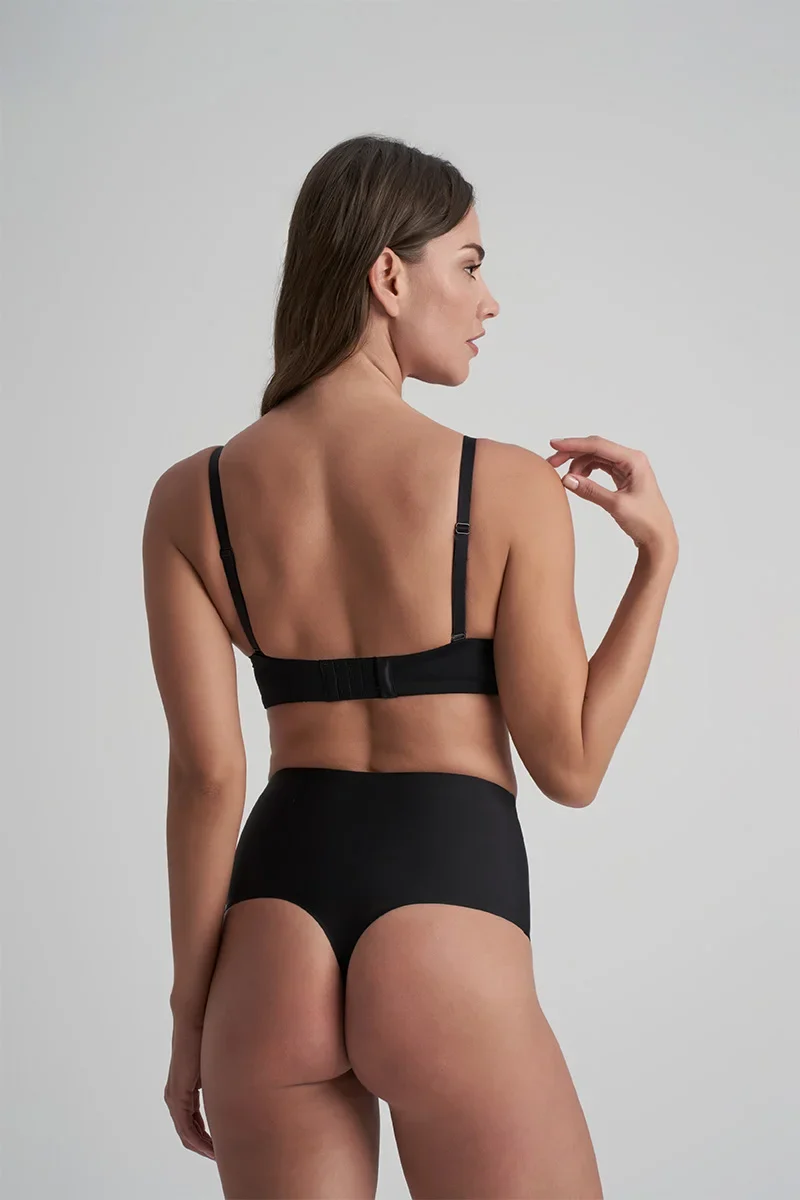 ByeBra – Taillenformende Shapewear (Extra starker Halt) Taillenformender String mit mittelhohem Bund, Schwarz