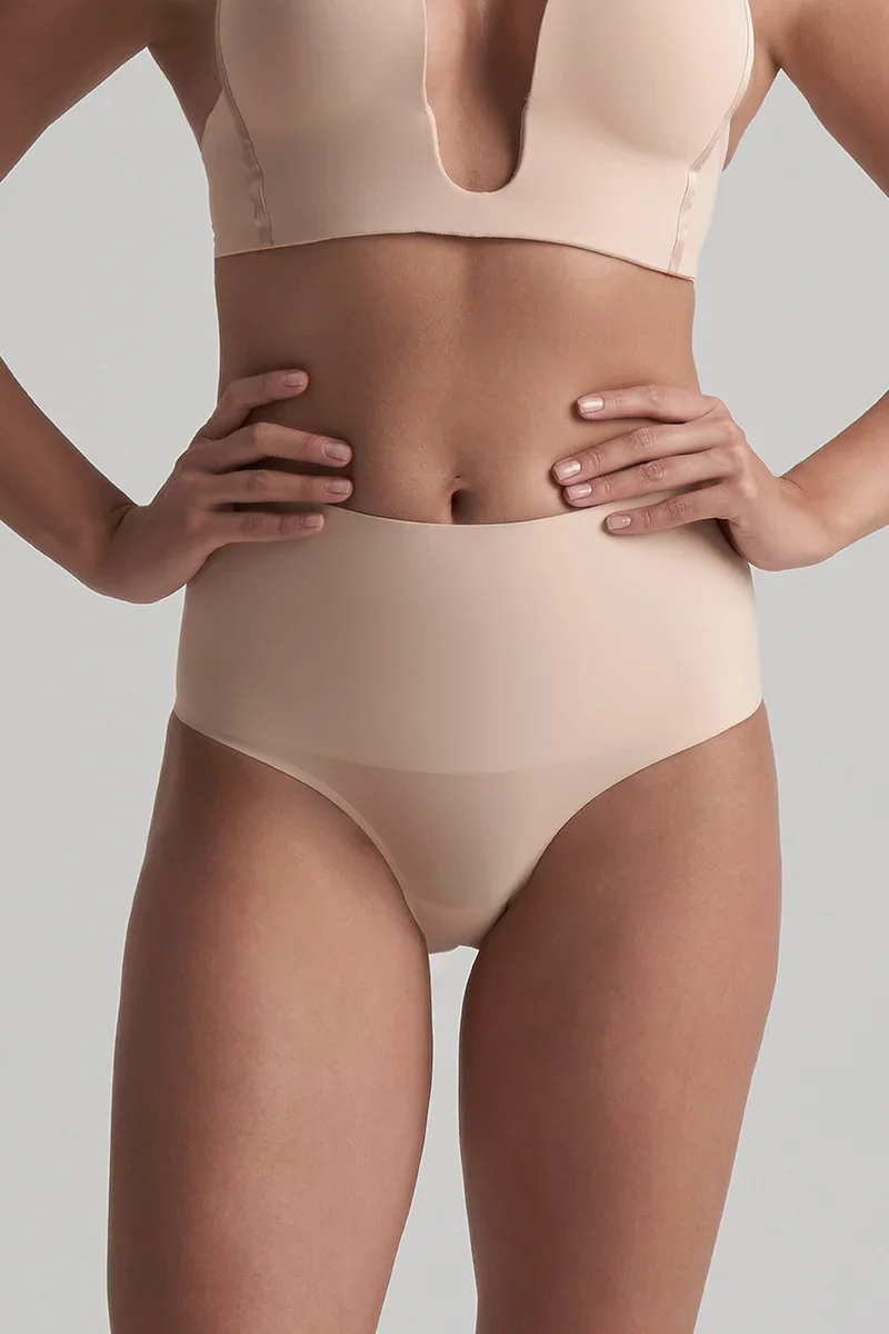 ByeBra – Taillenformende Shapewear (Extra starker Halt) Taillenformender Slip mit mittelhohem Bund, Beige