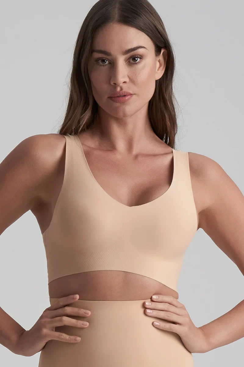 ByeBra – Unsichtbarer Shapewear-BH mit leichter Stützwirkung, V-Ausschnitt, Beige