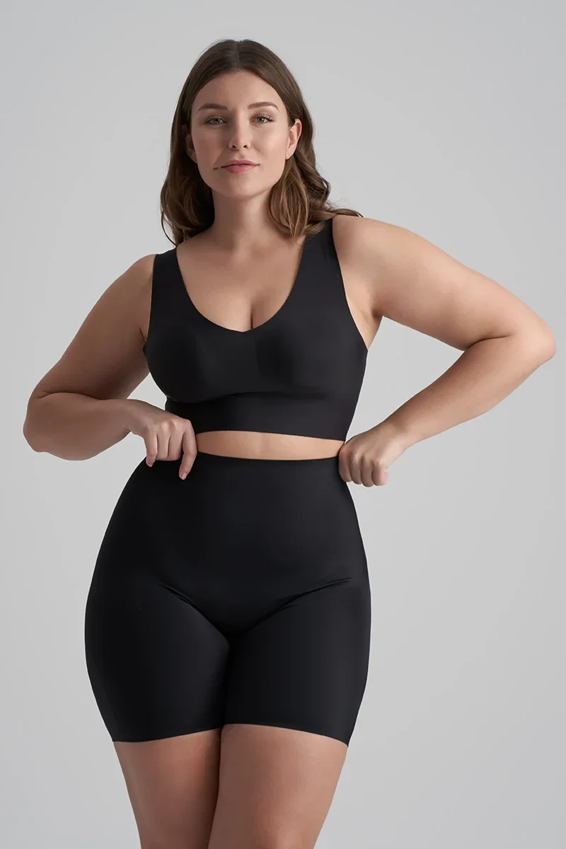 ByeBra – Unsichtbarer Shapewear-BH mit leichter Stützwirkung, V-Ausschnitt, Schwarz