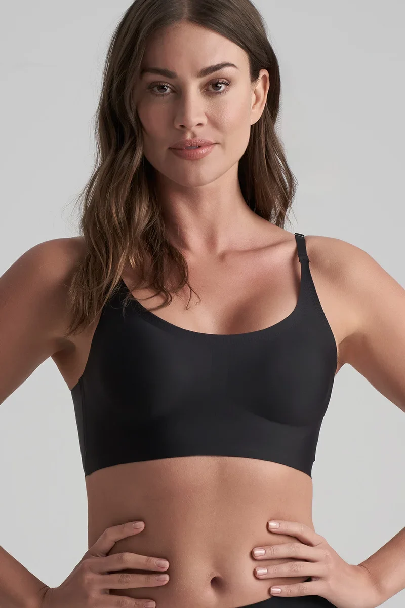 ByeBra – Unsichtbarer Shapewear-BH mit leichter Stützwirkung, Rundhalsausschnitt, Schwarz