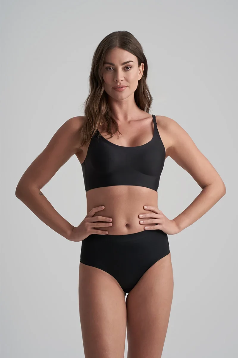 ByeBra – Unsichtbarer Shapewear-BH mit leichter Stützwirkung, Rundhalsausschnitt, Schwarz