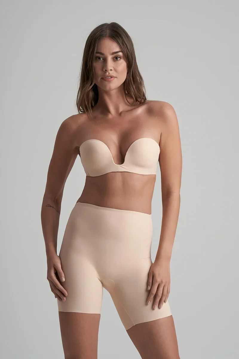 ByeBra – Shapewear mit tiefem Rückenausschnitt (leichte Stütze), kurzes Oberteil, beige