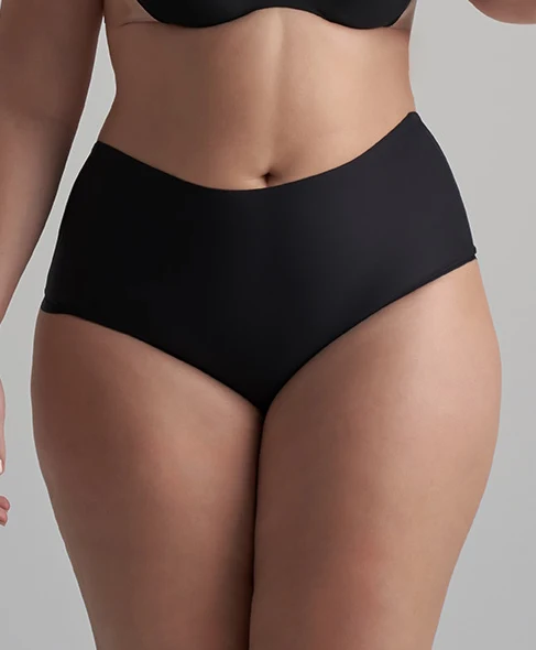 ByeBra – Shapewear mit tiefem Rückenausschnitt (leichte Stütze), schwarzer Slip mit tiefem Rückenausschnitt und mittelhohem Bund