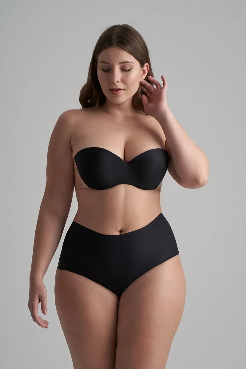 ByeBra – Shapewear mit tiefem Rückenausschnitt (leichte Stütze), schwarzer Slip mit tiefem Rückenausschnitt und mittelhohem Bund