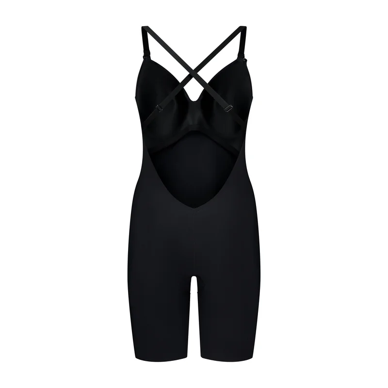 ByeBra – Shapewear mit tiefem Rückenausschnitt (leichte Stütze), kurzer Body mit tiefem Rückenausschnitt, schwarz