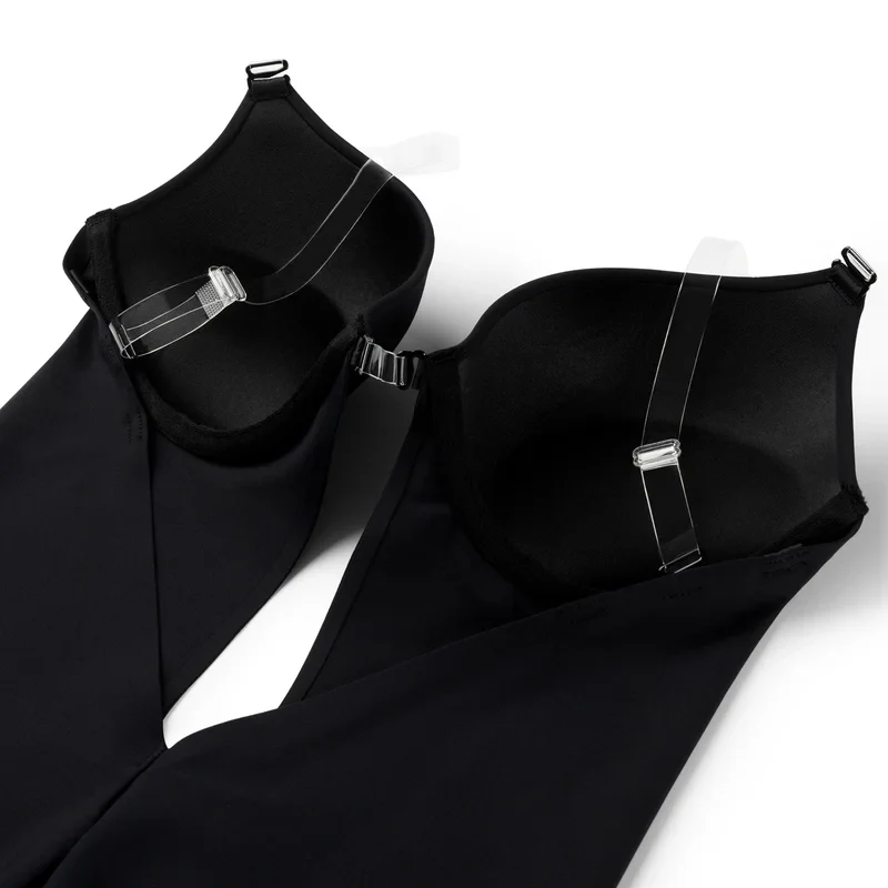 ByeBra – Shapewear mit tiefem Rückenausschnitt (leichte Stütze), sinnlicher Body mit tiefem Rückenausschnitt, Schwarz