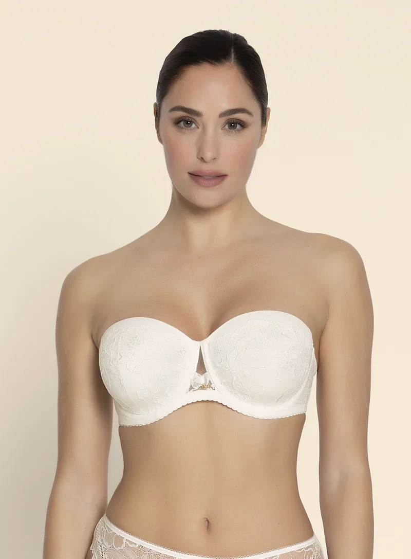 Lise Charmel – Erhabener trägerloser Organza-BH Ecru Perlmutt