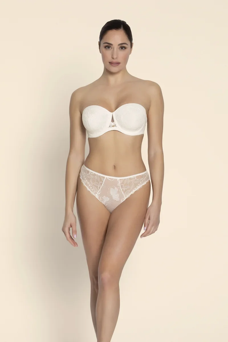 Lise Charmel – Erhabener trägerloser Organza-BH Ecru Perlmutt