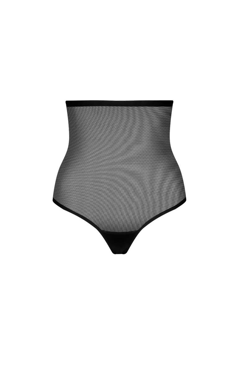 ByeBra – Formgebender Tüll-Shapewear-Tanga mit mittlerem Halt, hochtailliert, schwarz