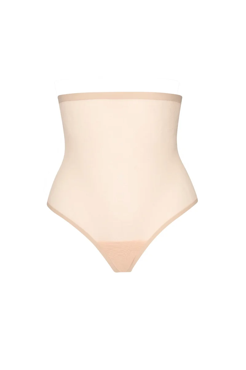 ByeBra – Formgebender Tüll-Shapewear-Tanga mit mittlerem Halt, Beige