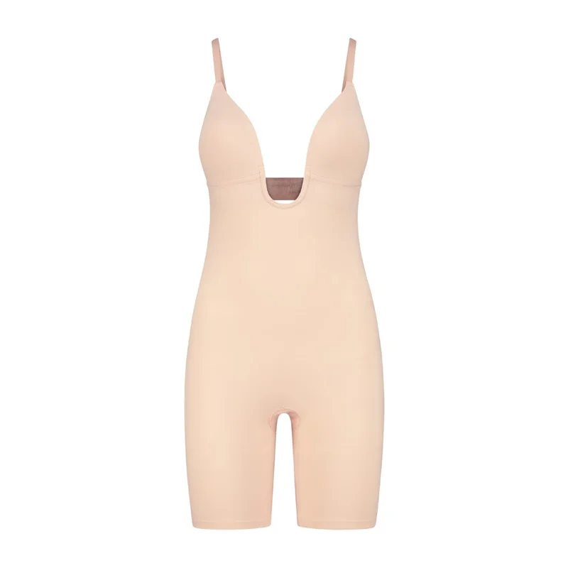 ByeBra – Formgebende Unterwäsche (Starker Halt) Formgebender Body mit tiefem V-Ausschnitt, Beige